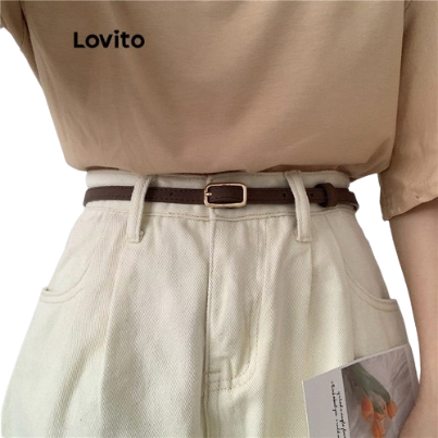 Lovito Women Casual Plain Metal Retro Elegant Versatile Belt LFA12395