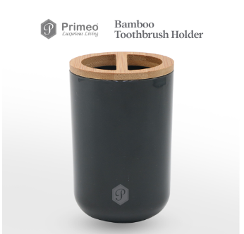PRIMEO Bamboo Tooth Brush Holder 7.2x7.2x10.8cm