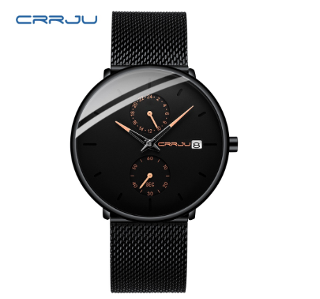 CRRJU Men's Watch Top Luxury Brand Multifunction Dial Business Military Analog Quartz Stainless Steel Waterproof 2265 X 001