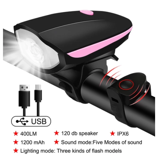 Multi-mode Bike Light with Horn Rechargeable Waterproof Night Light for Mountain Bike Flashlight BL3