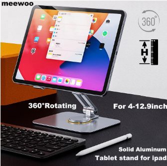 Meewoo Tablet Stand Holder 360 Rotating For iPad Aluminum Adjustable Desk Phone Tablet Holder