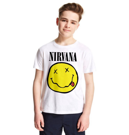Nirvana Smiley Tshirt Tee Rock Band Nirvana T-shirt for Kids Boys Girls Children