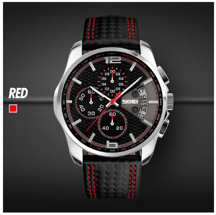 Skmei Quartz Watch Men Leather Strap Waterproof Watch 3