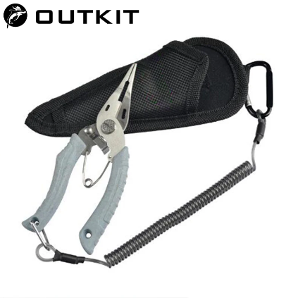 OUTKIT Multifunctional Fishing Pliers Line Cutter Hook Remover Stainless Steel Scissors Fishing Clamp Accessories Spring Rope