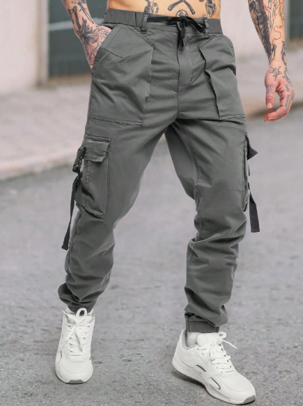 Manfinity LEGND Cargo Men Pants,Functional Workwear Jogger Pants With Ankle Cuffs