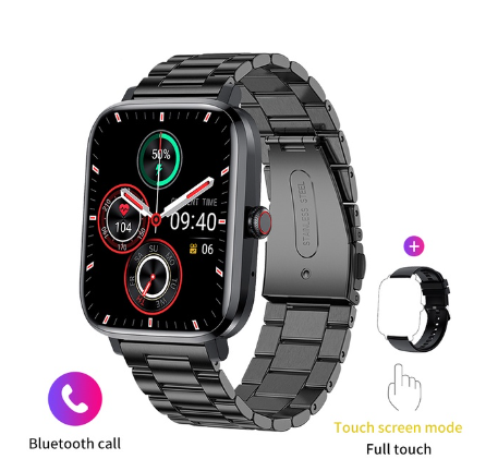 FILIEKEU Sports Smart Watch Ultra-Thin HD Display NFC Plus AI Voice Bluetooth Call Ip68 Waterproof For Women Men STEEL BLACK