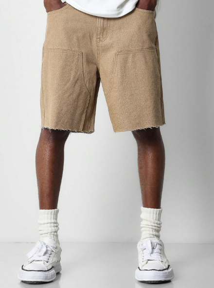 SUMWON Denim Raw Edge Hem Carpenter Short