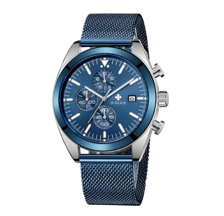 Wwoor Men Watch Waterproof Newest Original Fashion Casual Watches For Stainless Steel Gold Analog Water Proof BLUE