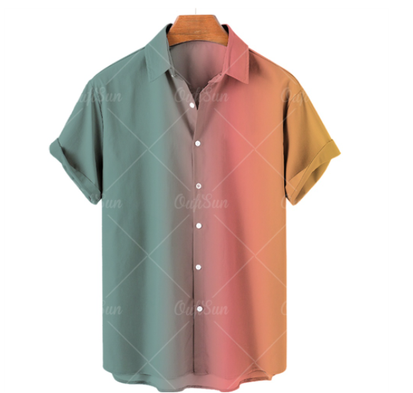 The New Tapered Color Men's Short Sleeved Shirt Is Made Of Polyester Which Is Silky High-grade Dyed And Does Not Fade