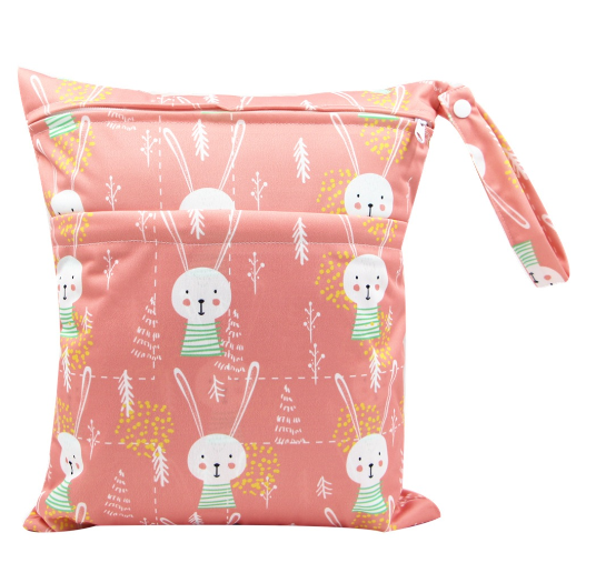 Diaper Wet Dry Bags Duble Zipper Printed Portable Waterproof Dag Storage Bag Swimwear Bag  30x36cm