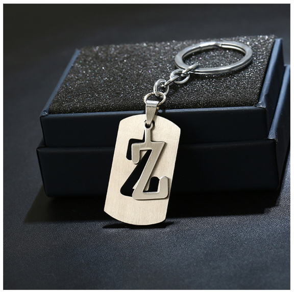 Stainless Steel 26 Letters Keychain Women Men Backpack Purse Charms Metal A To Z Alphabet Pendant With Key Holder For Couple Z