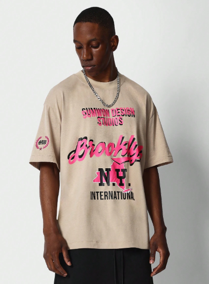 SUMWON Tee With Contrast Brooklyn Graphic Print