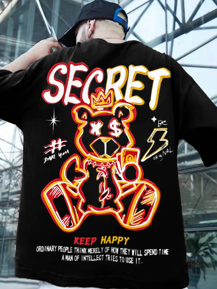 Manfinity EMRG Men T-Shirts Baggy Crew Neck Short Sleeve Graphic Tee Summer