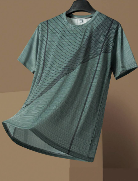 Men's Breathable Cool Feeling Round Neck Ice Silk Quick Dry Short Sleeve Sports T-Shirt