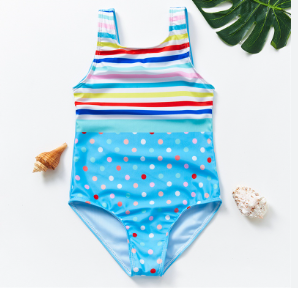 2-9 Years Girls One-Piece Swimsuit Fashion Striped Dot Design Children Little Girls Summer Bathing Suits Kids Girl Swimwear