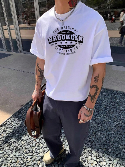 Men Loose Fit Solid Color Short Sleeve T-Shirt Summer Fashion Half Sleeve Tee Shirt