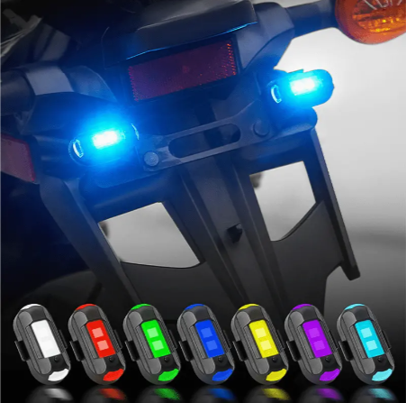 7 Color Motorcycle Aircraft Flash Super Cool Mini LED Warning Light, Universal Motorcycle Anti-collision Warning Light