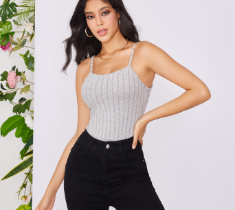 Lovito Women Basic Tank Top LBE02056 Grey