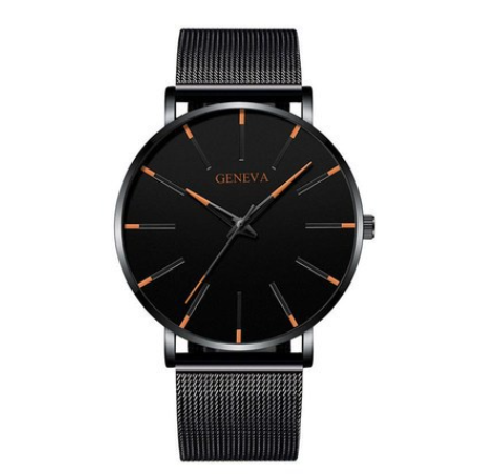 Explosive mesh belt classic dented color scale color pointer watch business men's watch simple alloy belt quartz watch M15