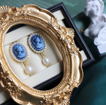 Vintage design head Earrings freshwater pearl earrings for women
