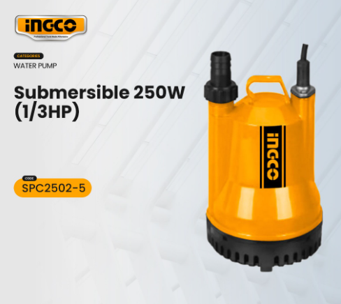 INGCO Submersible Water Pump Ipx8 Pure Copper for Clean Water 0.3Hp SPC2502-5 IPT