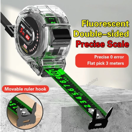 10/5M Steel Meter Tape Transparent Fluorescent Ruler High Precision Meter Measuring Tape Ruler