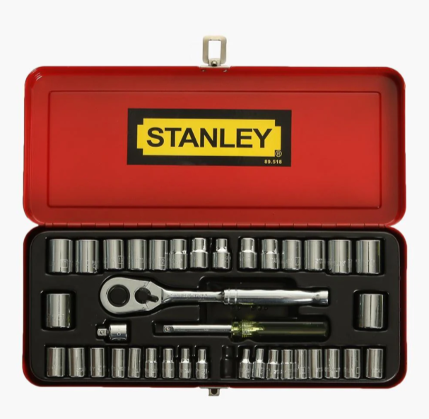 Stanley 37 Piece A/F & Metric 1/4in. & 3/8in. Drive Socket Set