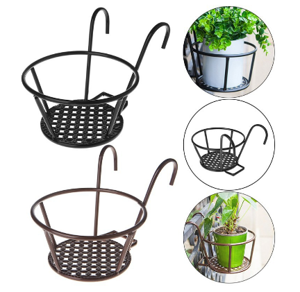 Garden Supplies Hanging Plant Iron Racks Balcony Round Flower Pot Rack