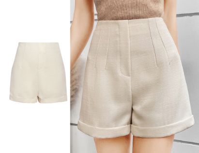 Lovito Women Boho Plain Structure Line Shorts L68ED257 (Light Khaki