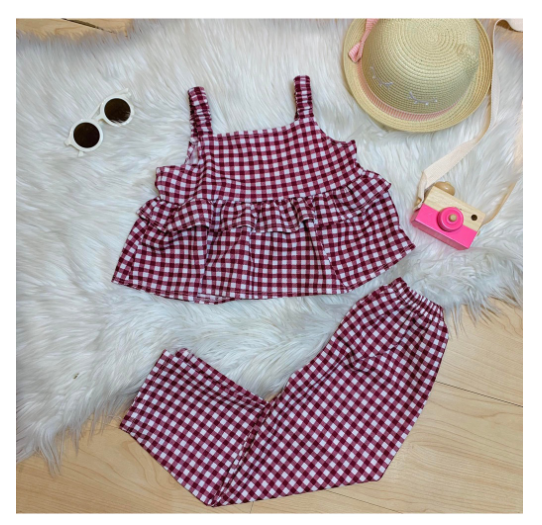 Sophia Gingham Fashion OOTD Terno for Kids-Girls D2