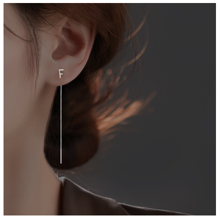 26 Initial 925 Silver Ear Cord Earrings Fashion Women Personalized English Letter Silver Ear Stud Ear Cord F