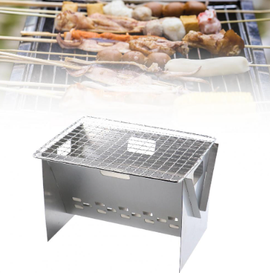 Folding Camping Wood Burning Stove Outdoor Stainless Steel BBQ Cooking Stove Grill Plate