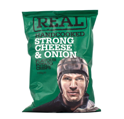 Real Handcooked  Strong  Cheese & Onion Potato Crisps 150g