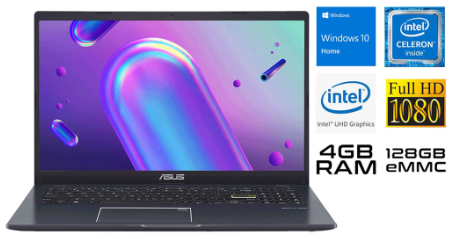 ASUS Ultra-Thin 15.6" FHD Intel Celeron N4020 4GB RAM 128GB eMMC Windows 10