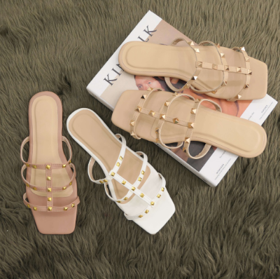Kimi Foot Wear Brenda Flat Studded Sandals Soft Padded