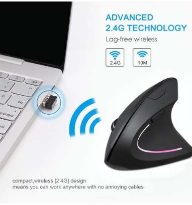 Ad Ergonomic Vertical Mouse Wireless 1600DPI USB Optical Computer Mouse 5D Gaming Laptop Mice For PC
