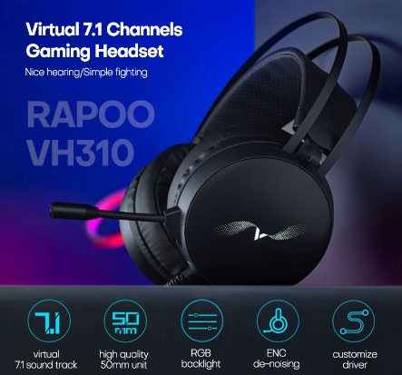 Rapoo VH310 USB 7.1 Virtual Surround Channel Gaming Headset with Microphone Noise Cancellation