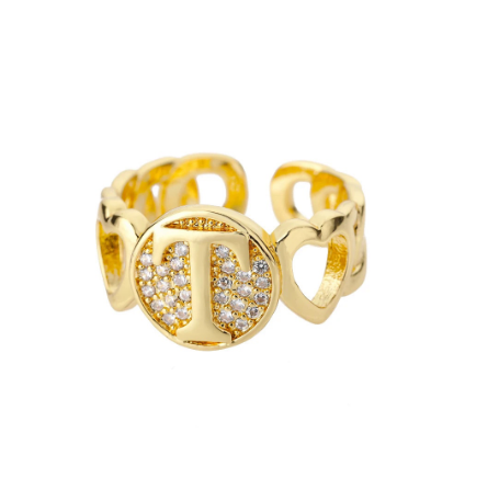 Initial Letter Open Rings For Women Aesthetic Love Heart Wedding Rings Stainless Steel Jewelry Gifts T