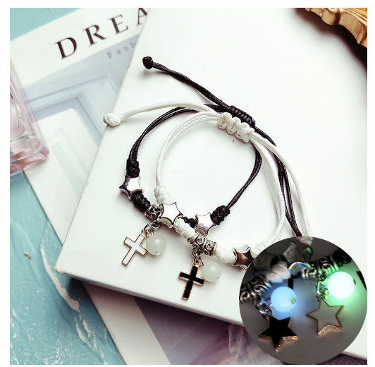 2Pcs Glow in the Dark Luminous Bracelet For Women Adjustable Fashion Women Men Couple Bracelet Best Friends Bracelets B11