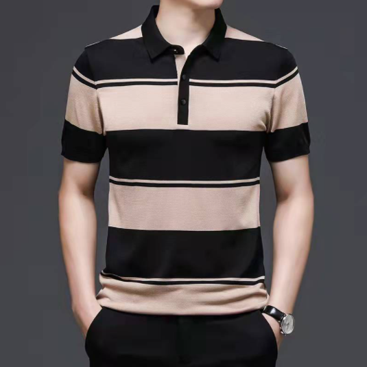 Fashion Formal Poloshirt Korean Striped Mens Designer Polo Shirt