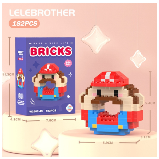 Lboyu Cute Cartoon Donut Building Block Ornaments Compatible with Lego Children's Toys M34