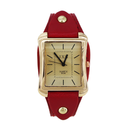 Square simple men's and women's belt watch retro strip nail men's watch student watch F005