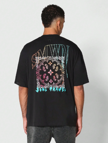 SUMWON Tee With Front And Back Ombre Paisley Graphic Print College Ready