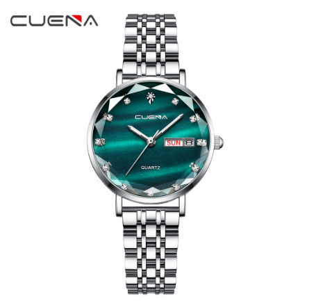 CUENA Women's Watch Top Brand Fashion Business Elegant Luxury Analog Quartz Stainless Steel Waterproof 6002 F09
