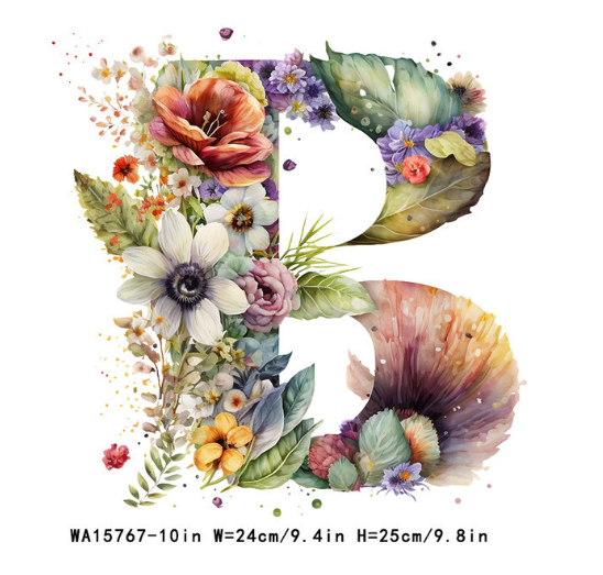 A-Z Letter Visual Design Iron On Transfer For Clothing Dtf Transfers Ready To Press B