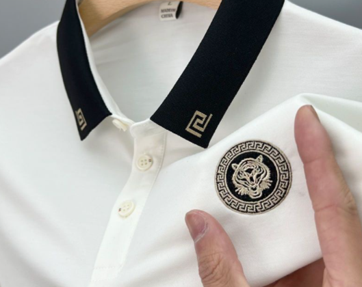 Polo Shirt Men Ice Silk Top Korean Version Short-Sleeved T-Shirt Men's Business Casual Embroidered Summer Fashionable Clo