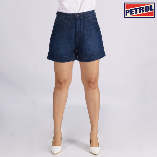 Petrol Ladies Basic Denim Mom Short for Women Indigo Wash w/ Details Fabric 147706 Dark Shade