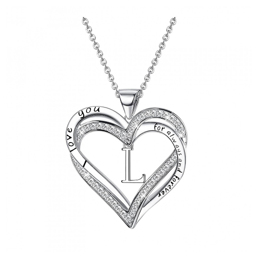 Clever Jewelry Letters Necklace A to Z Initial Heart Pendant Necklace Heart Necklace for Women Gift L