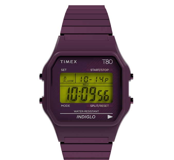 Timex 80 Purple Stainless Steel Digital Watch For Unisex TW2U93900 STYLE