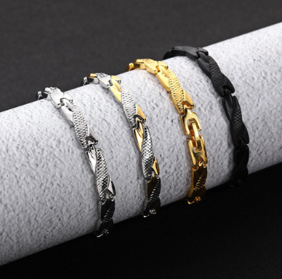 Dragon Pattern Bracelet Lock Link Chain Clasp Cuff Bangle